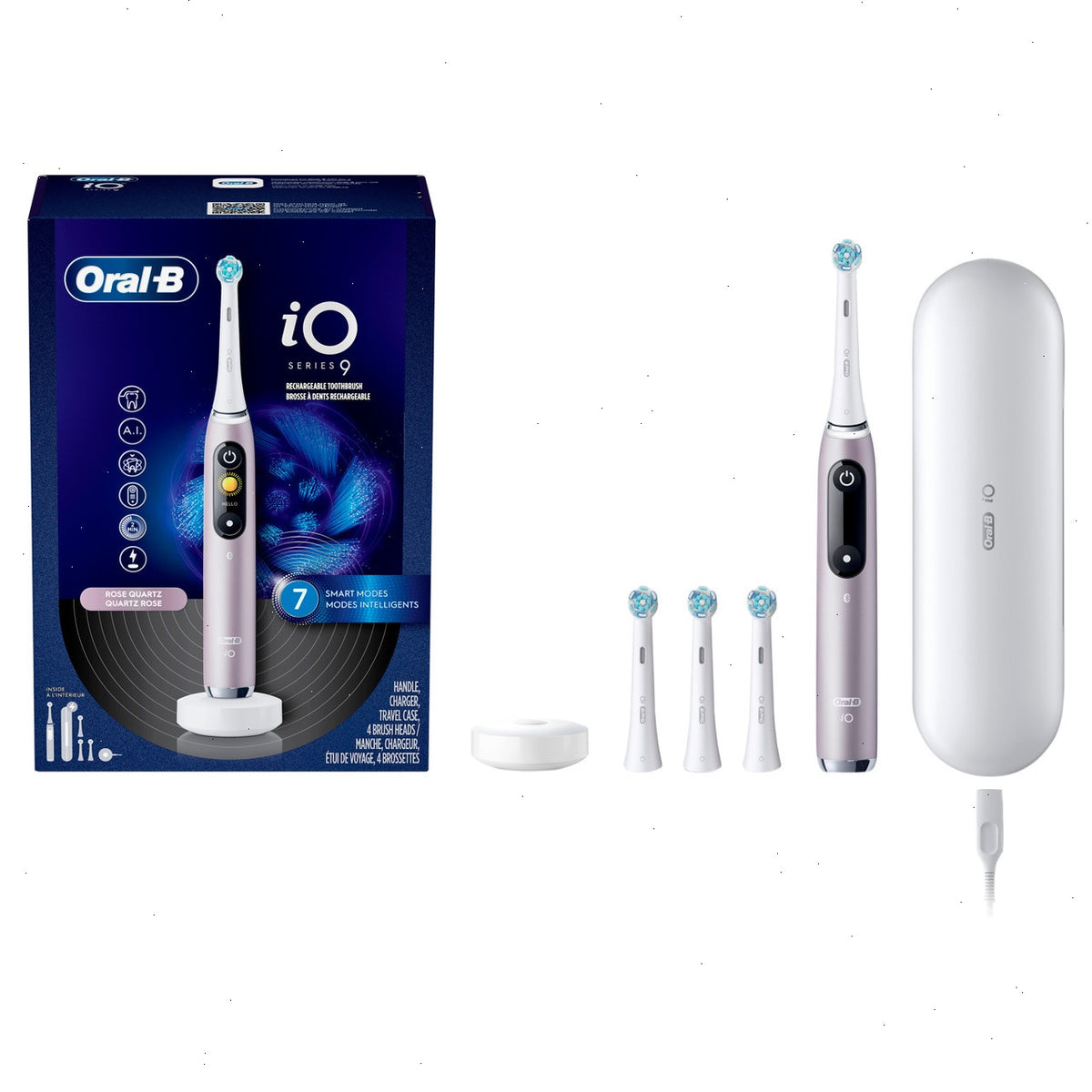 Oral-B iO Series 9 Rechargeable Electric Toothbrush, Rose Quartz