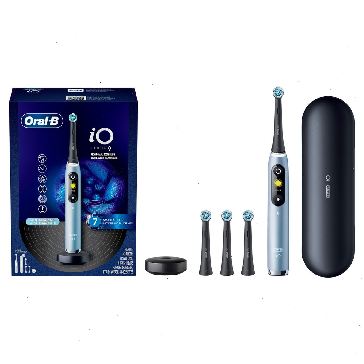 Oral-B iO Series 9 Rechargeable Electric Toothbrush, Aqua Marine