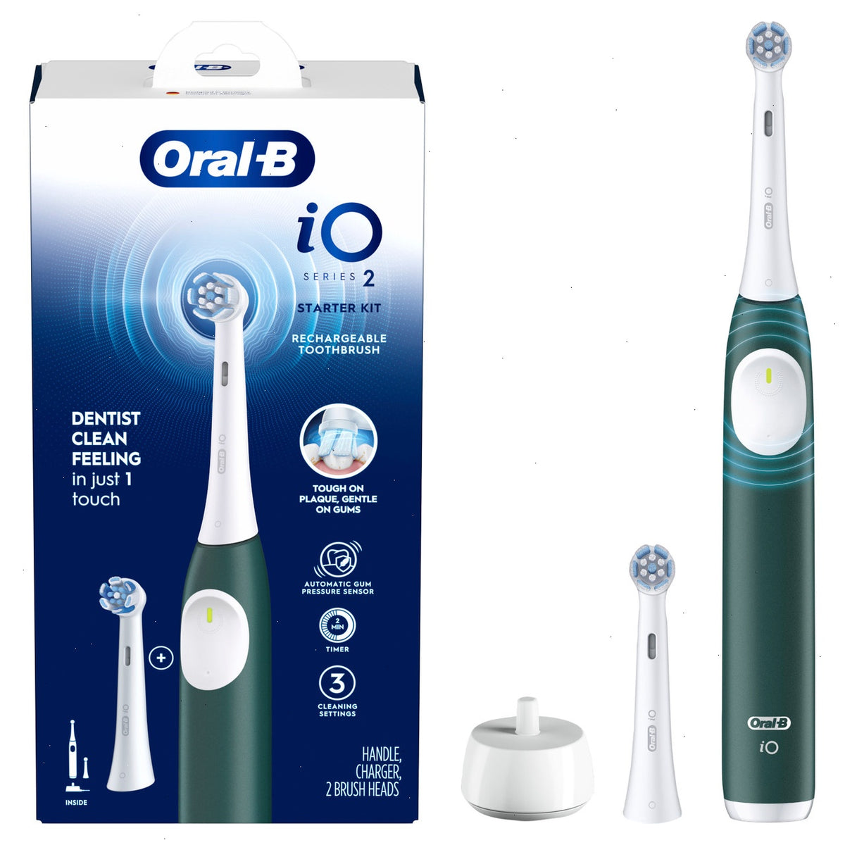 iO Series 2 Rechargeable Electric Toothbrush Starter Kit, Forest Green
