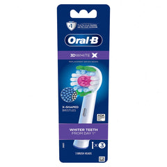 Oral-B 3D White X-Filament Replacement Brush Heads, 3 Count
