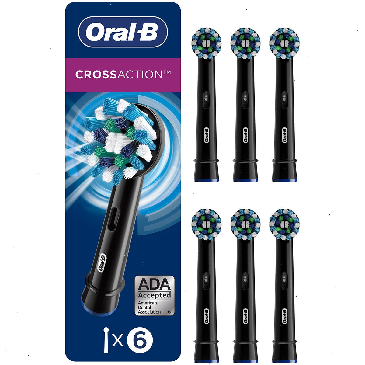 Oral-B CrossAction Replacement Brush Heads, Black 6-Count