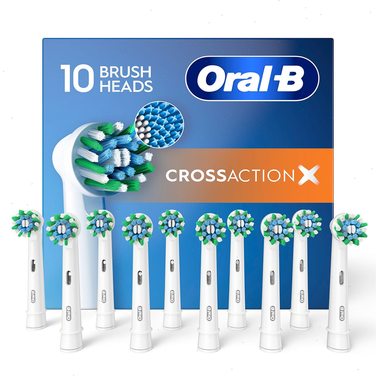 Oral-B CrossAction X-Filament Replacement Brush Heads, 10 Count