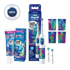 Oral-B + Crest Color Changing Battery Toothbrush Bundle for Kids