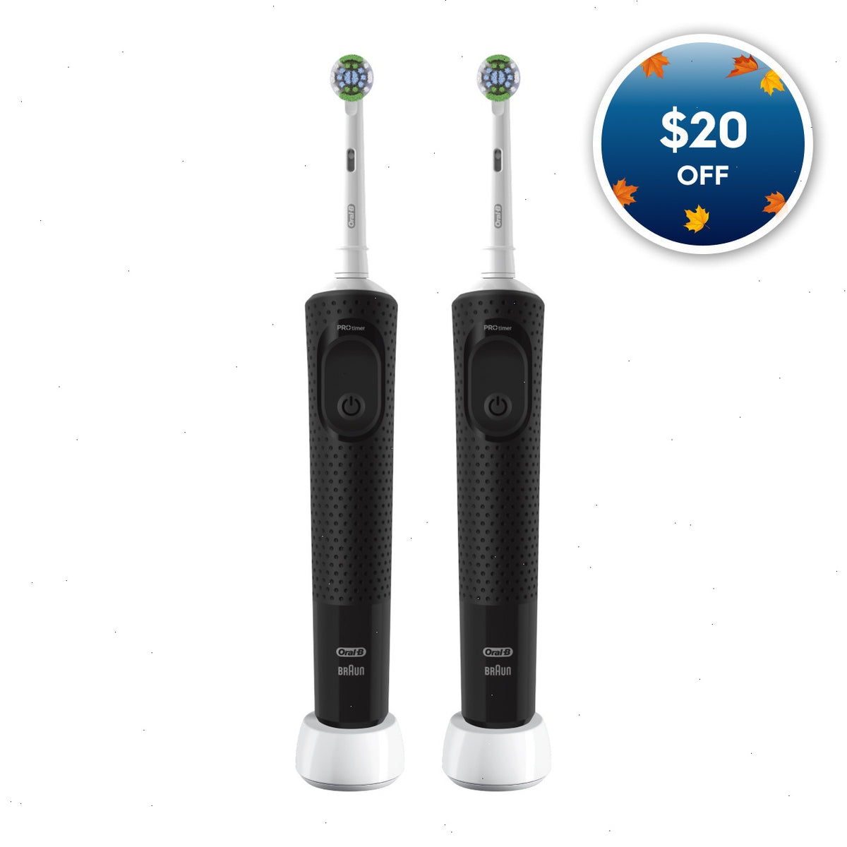 Pro 500 Rechargeable Electric Toothbrush Twin Pack, Black
